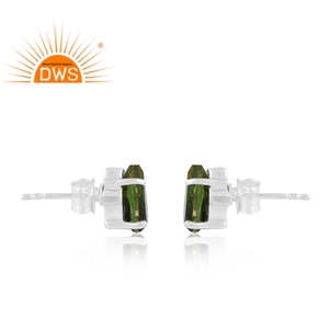 Última tendencia de plata de ley fina Bio cromo diópsido doblete cuarzo piedra preciosa Stud pendiente joyería personalizada para mujeres regalo para - Product Image 3