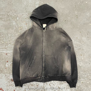 Sweats à capuche streetwear personnalisés pour hommes hiver Vintage en détresse lavage à l'acide conception goutte épaule lourde éponge française 100% coton - Product Image 5