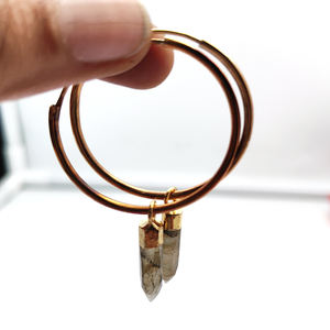 Pendientes de punta de labradorita hechos a mano, aro de plata de ley de 5,61 GMS, piedras preciosas chapadas en oro de 18K, colgantes de labradorita Natural Huggies - Product Image 3