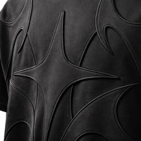 T-shirt Homme Oversize Personnalisé à Panneaux Gaufrés Noir Streetwear Coton Coupe et Couture 3D Manches Courtes Mode Ringer
