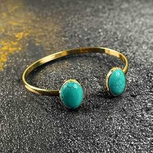 กำไลข้อมือพลอยสีฟ้าอมเขียว ปรับขนาดได้ สำหรับผู้หญิง งานแต่งงาน ฉลองครบรอบ ทำจากเงินแท้ 925 ชุบทอง 14K - Product Image 2