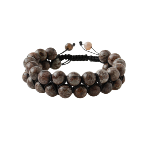 Bracciale in Pietra Naturale Rhyolite 8mm a Doppia Fila con Macramè - Product Image 1