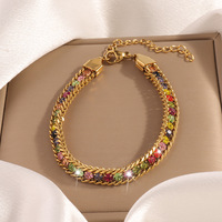 Bracelets de luxe en acier inoxydable plaqué or 18 carats avec cristaux et strass géométriques, tendance, simples et haut de gamme, vente en gros