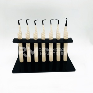 RMI 45 pinzas de extensión de pestañas de 90 grados juego de pinzas de Punta Negra desnuda para extensión de pestañas con 6 uds pinzas de punta de fibra de soporte - Product Image 3