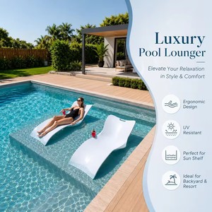 Chaise longue de plage ergonomique surdimensionnée en fibre de verre blanche pour piscine, bain de soleil aquatique et terrasse extérieure - Product Image 2