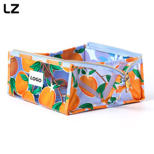 Bolsa de Aseo Personalizada LZ OEM ODM, Diseño Mediterráneo con <span class=keywords><strong>Naranjas</strong></span> y Gelatina Lunar, Bolsa de Maquillaje Plana con Cierre, Impermeable para Viajes, para Mujer - Product Image 6