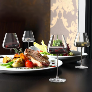 Verres à vin rouge faits à la main écologiques personnalisés en gros, gobelet en cristal, verre ballon, long pied, transparent, verrerie moderne, Pinot - Product Image 2