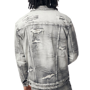 Conjunto de Pantalones y Chaqueta de Mezclilla para Hombre, Estilo Hip Hop, Diseño Sólido, Bordado, Transpirable, Colores Personalizados, 100% - Product Image 3