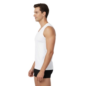 Ropa interior de mezcla de LICRA de bambú personalizada para hombre, modal a prueba de sudor, camiseta interior barata de alta calidad, ajuste Regular V Nec - Product Image 5