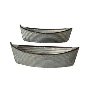 Macetas de acero galvanizado para exteriores, Juego de 2 macetas de estilo lujoso en forma de barco - Product Image 1