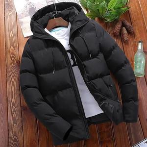 Chaqueta Parka de moda para hombre para invierno, Abrigo acolchado grueso informal con cuello levantado, prendas de vestir cálidas de lona ligera con capucha - Product Image 2
