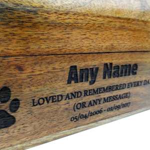 Wood <b>Pet</b> <b>Urn</b> For Ashes Dog Cat Box Personalized Cremation Casket Engraved Bespoke Small Medium Large - Product Image 3