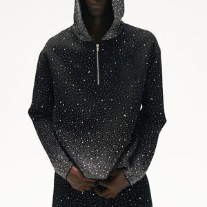 Custom Baggy Boxy Heavyweight 500 GSM Rhinestone Sudadera con capucha y pantalones para correr Chándal de gran tamaño Fabricante de chándal para hombres - Product Image 3