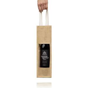 Wholesale Bolsa De Yute Compras Customizable Burlap Tote <b>Bag</b> One Two Bottle Jute Wine <b>Gift</b> <b>Bag</b> with PVC Window Lifestyle <b>Bags</b> - Product Image 3