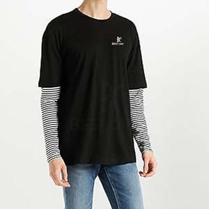 เสื้อยืดสองชั้นสำหรับผู้ชายเสื้อยืดผ้าฝ้าย100% สองชั้นสำหรับฤดูร้อน - Product Image 2