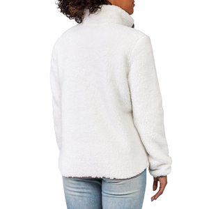 Personalizado transpirable mujeres felpa mullida piel sintética gruesa peluda Zip up sudaderas con capucha abrigo largo mujer Sherpa chaqueta de lana con tiras grises - Product Image 3