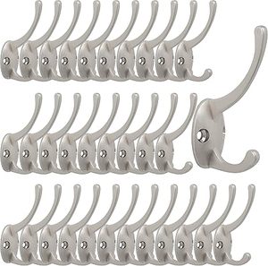 Silver Coat <b>Hooks</b> <b>Wall</b> Mounted With Screws Retro Double <b>Hooks</b> Utility Black <b>Hooks</b> for Coat Scarf Bag Towel <b>Key</b> Cap Hat - Product Image 3