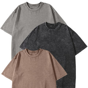 Camiseta de algodón 100% para hombre en blanco de gran tamaño, camiseta de alta calidad con estampado personalizado Vintage, camiseta lavada con ácido de gran tamaño desteñida en stock - Product Image 3