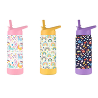 Bouteille d'eau réutilisable pour enfants, nouveau design, 14 oz, en acier inoxydable à double paroi, isotherme sous vide, avec paille – Vente en gros