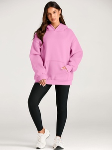 Ropa de invierno para mujer personalizada de gran tamaño estilo Hip Hop hombro caído Vintage 100% algodón polar OEM pulóver mujeres sudaderas con capucha - Product Image 5