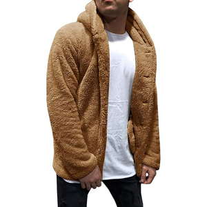 Chaqueta Bomber Sherpa gruesa y de felpa con capucha para hombre: una opción elegante y aislante para mantenerse caliente durante los meses más fríos - Product Image 1