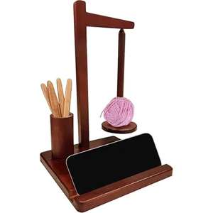 Magnetic <b>Wooden</b> Yarn Ball Holder Spinner Phone Stand for Crocheting Knitting Crochet Hook Storage from Indian Exporter - Product Image 1