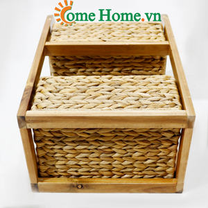 Comehome - Artisan Rotin Organisateur pour enfants Porte-collation à deux niveaux pour la maison Hôtel Décor Salle de bain Serviette et panier de toilette - Product Image 4