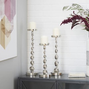 DecMode, portavelas de aluminio plateado, candelabros, decoración del hogar, centro de mesa, adorno - Product Image 5