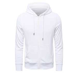 Sweat à capuche zippé pour hommes de haute qualité 100% coton à la mode couleur unie décontracté sweat ample conception brodée tissu Jersey doublé - Product Image 3