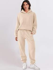 Conjunto Deportivo de Dos Piezas para Mujer, Color Albaricoque, Ligero, Transpirable, Sudadera con Capucha, Pantalones Deportivos, Estilo Y2K, Ropa Deportiva de Invierno - Product Image 2