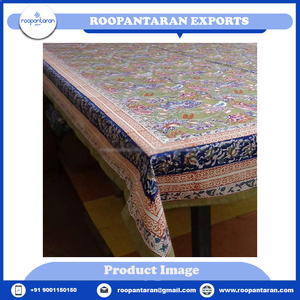 Indian Manufacturer's New Arrival Handmade <b>Wood</b> <b>Block</b> Tablecloth Misty Olive Gud Style Print Wholesale Price - Product Image 2