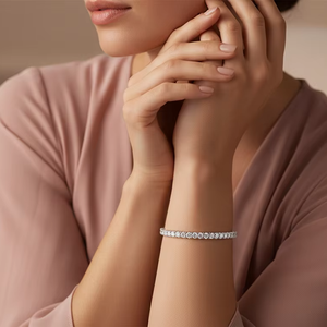 Women's 14K Gold & Natural Eternity Round Diamond Tennis <b>Bracelet</b> - Product Image 5