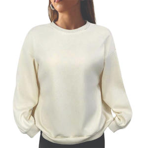 Sweat-shirt à col rond unisexe ivoire surdimensionné Pull en molleton de coton épais à épaules tombantes Logo personnalisé Streetwear décontracté uni - Product Image 1