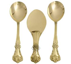 ชุดช้อนกลมหัวกลมกระจกขัดเงาสีทองเครื่องใช้บนโต๊ะอาหารคุณภาพระดับพรีเมียมเหมาะสำหรับงานแต่งงานและใช้ในชีวิตประจำวันจากอินเดีย - Product Image 5