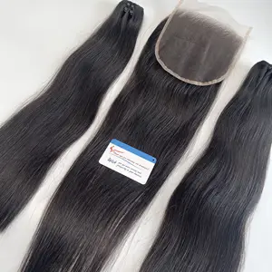 2024 vendita calda di capelli crudi vietnamiti rettilinei naturali grezzi fasci di capelli di qualità estensione di trama 6-32 pollici lunghezza allungata nera