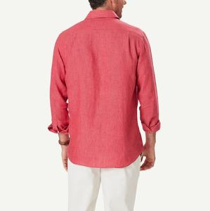 Casual Men's Linen/Cotton Woven 100g Shirt Full Sleeve Turn-<b>Down</b> Collar Single Button Plain Dyed Anti-Shrink Quick Dry - Product Image 4