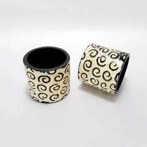 Khadim artisanat corne et résine porte-serviettes anneaux pour décoration de table à la maison hôtel restaurant fleur ronds de serviette - Product Image 3