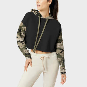 2025 Women's Custom Printed 100% Cotton Pullover Hoodie Streetwear Style Workout Crop <b>Top</b> with Front Logo for Winter Season - Product Image 1