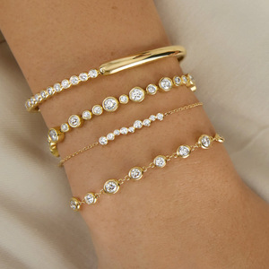 Pulsera de Tenis Asimétrica con Circonitas Cúbicas y Bisel de Cuerda de Nailon Ajustable e Impermeable de LUCKYJIU para Mujer - Product Image 3