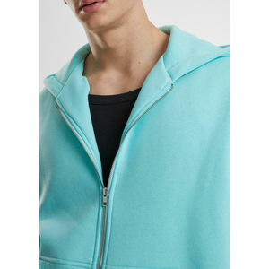 Style de rue hommes à manches longues fermeture éclair à capuche pour hommes 100% doux coton fermeture éclair Streetwear avec Logo personnalisé broderie commande en gros - Product Image 5