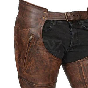 Utilisation à l'extérieur Chaps en cuir respirant de couleur unie Chaps en cuir délavé pour hommes Vente à chaud Chaps en cuir - Product Image 6