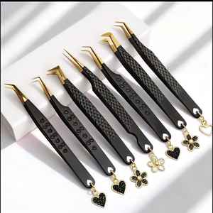 แหนบต่อขนตาแบบมีด้ามจับกันลื่นรูปหัวใจ ทำจากสแตนเลส แข็งแรง ทนทาน ความแม่นยำสูง ความยาว 10 มม. ด้ามจับสีชมพูเหลือง ยี่ห้อ Sevmek - Product Image 5