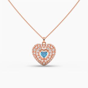 Collar con colgante de diamante en forma de corazón de oro de 14K/18K, corte de corazón azul, regalo de boda de diamante cultivado en laboratorio para mujer - Product Image 6