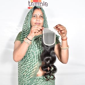 4*4 Cierre Templo sin procesar virgen Vietnamita Procesamiento crudo Ninguno Estilo recto Paquete de templo Onda Extensiones de cabello humano - Product Image 5