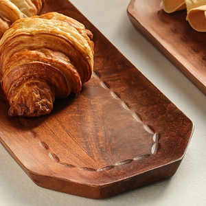 Plateau de service en bois de manguier de meilleure conception Plateau en bois doré et brun - Product Image 2