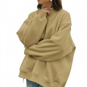 Women's Casual Wear Long-Sleeved Pullover Drop Shoulder <b>Mock</b> <b>Neck</b> Sweatshirt Fleece <b>Top</b> Eco-Friendly Customized Printing Front - Product Image 5