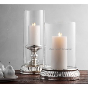 Nuevos candelabros decorativos para huracanes, Metal duradero/vidrio, para el hogar Decoración de mesa, soporte plateado para huracanes - Product Image 3