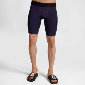 Short de compression Elite Navy Slim Fit XXS en polyester, short de jogging à taille élastique, braguette zippée, tissu tissé tricoté, décoration logo - Product Image 4