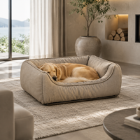 Canapé-lit orthopédique pour animaux de compagnie Cloud Soft avec rebord surélevé, housse amovible et lavable, rembourrage en coton pour chiens et chats