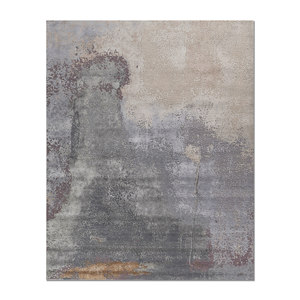 Tapis Aprezo bleu noué à la main en laine et soie de bambou, 10 mm, rectangulaire, pour couloir, motif patchwork abstrait, fait main pour sol domestique - Product Image 1